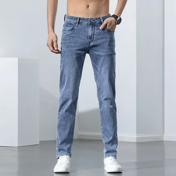2023 Yeni erkek Kot Yeni Bahar Moda Rahat pamuklu pantolonlar Erkek Pantolon Erkek Kot İlkbahar ve Sonbahar Akıllı günlük kot