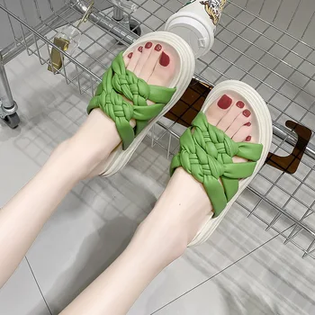 2023 Yeni Sandalet Kadın Ayakkabı Örgülü Halat Geleneksel Rahat Roma Tarzı Basit Yaratıcılık Terlik Yaz Slaytlar Flip-flop
