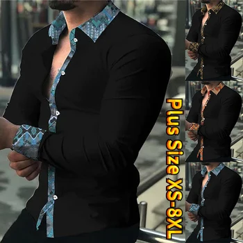 2023 Yeni Uzun Kollu Yaz Gömlek Degrade Yatak Açma Düğmeli Üstleri Günlük Tatil Moda Rahat Nefes erkek gömleği XS-8XL
