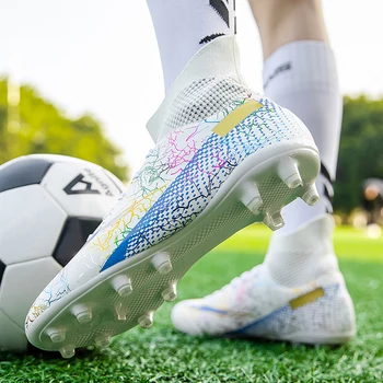 2023 YENİ Erkek futbol ayakkabıları Yetişkin Çocuklar Yüksek Ayak Bileği futbol kramponları Cleats Çim Eğitim Spor Ayakkabı erkek Spor Ayakkabı