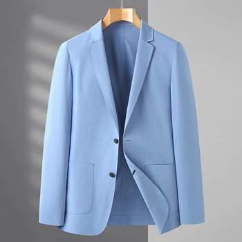 2023 Yüksek Kaliteli moda ve yakışıklı yaz traceless erkek elastik takım elbise ceket iş rahat buz ipek ücretsiz ütü tek batı