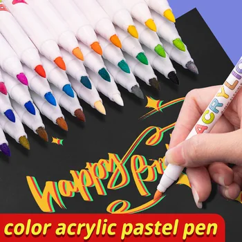 24/60 Renkler Akrilik İşaretleyiciler Seti Fırça Kalemler Kumaş Kaya Boyama Kalem Seramik Cam Tuval DIY Kart Yapımı Sanat Malzemeleri