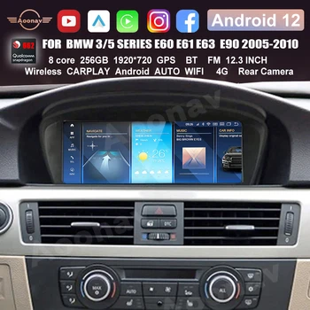 256GB Araba Radyo BMW 3/5 Serisi İçin E60 E61 E63 E64 E90 E91 E92 2005-2010 Android 12 Qualcomm 662 Araba Multimedya Oynatıcı Carplay