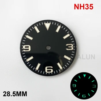 28.5 mm arama NH35 izle emaye yüzey aksesuarı süper parlak gece lambası için uygun NH36 / 8215 hareketi modifikasyonu 369 pin di