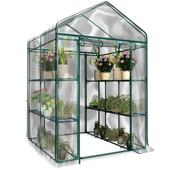 2X PVC Sıcak Bahçe Katmanlı Mini Ev Bitki Sera Örtüsü Su Geçirmez Anti-Uv Korumak Bahçe (Demir Standı)