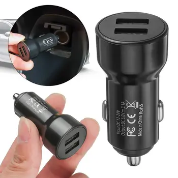 3.1 A Çift USB adaptörü Siyah yuvarlak Çift Bağlantı Noktalı Çift USB Araç Şarj Cihazı hızlı Şarj Cihazı USB şarj cihazı