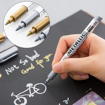 3 adet / grup DIY Metal Su Geçirmez Kalıcı Boya Marker Kalemler Beyaz Altın Gümüş Fırça Craftwork Reçine Kalıp Kalem Sanat Boyama Malzemeleri