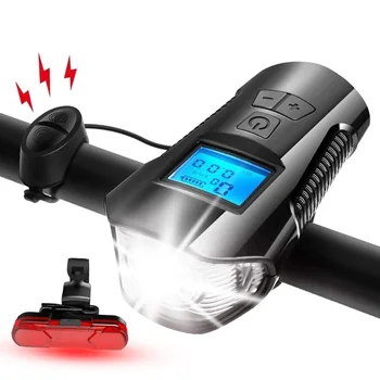 3 İn 1 bisiklet kilometre su geçirmez bisiklet ışık ayarlanabilir elektrikli çan bisiklet bilgisayar MTB aksesuarları el feneri boynuz lambası