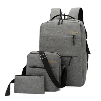 3 Parça Set erkek Laptop sırt çantası iş sırt çantaları yüksek kapasiteli okul çantası çocuk İçin