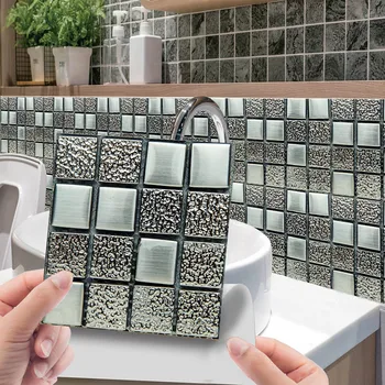 30# 10 adet 3d Kristal Karo Çıkartmalar Dıy Su Geçirmez Kendinden yapışkanlı su Geçirmez duvar kağıdı Mutfak Backsplash Banyo Çıkartmaları