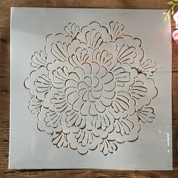 30 * 30cm Mandala Katmanlı Büyük Çiçek DIY Katmanlı Şablonlar duvar tablosu Karalama Defteri Boyama Kabartma Albümü Dekoratif Şablon