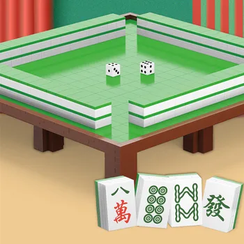 3130 Adet Curture MOC Tuğla Çin Mahjong Fayans Masa Rol yapma Oyunları Baskılı Karakter Yapı Taşları Montaj Oyuncaklar