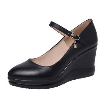 32-43 7 cm Takozlar Ayakkabı Kadın Yüksek Topuk Platformu Sivri Burun Siyah Beyaz Düğün Ayakkabı