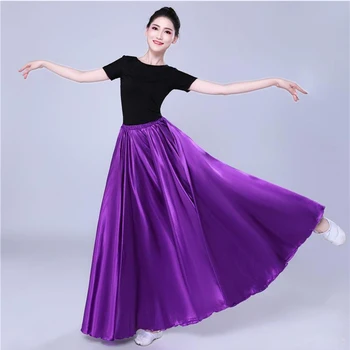 360 Derece Saten Etek Oryantal Dans Kadın Çingene Uzun Etekler Dansçı Uygulama Giyim 12 Renk Çeşitli Katı çocuk dans