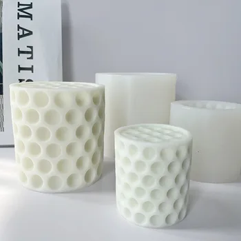 3D Geometrik Silindirik Mum silikon kalıp DIY Petek Elmas Delik El Yapımı Sabun Kek Alçı Kalıp Ev Dekor Süsler