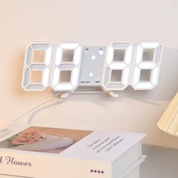 3D LED Dijital Saat Gece Modu Ayarlanabilir Parlayan Elektronik Masa Saati Haneli duvar saat dekor Ev Odası ofis dekorasyonu