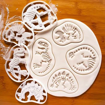4 Adet Dinozor Çerez Fosil kurabiye kesici Dinozor Kemik Fosil Kalıp Plastik Pişirme Aracı Pişirme Meraklıları İçin