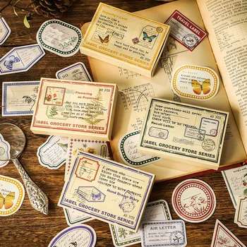40 Adet / kutu Vintage Etiketleri Bakkal Serisi Kağıt Etiket Paketi DIY Günlüğü Önemsiz Dergisi dekorasyon çıkartması Albümü Scrapbooking
