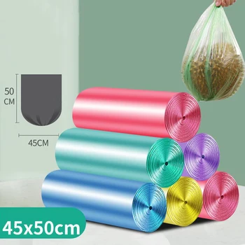45 Adet / grup Tek Kullanımlık Kalınlaşmış çöp torbası Mutfak Atık Temizleme Plastik Torba Yelek tarzı Taşınabilir Ev Çöp Paketleme Çantası
