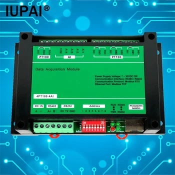 4PT100-4AI 4 kanallı PT100 Sıcaklık Termal Direnç Toplama Modülü 4 kanal Analog Giriş Modbus Ethernet Denetleyici