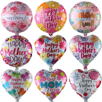 5/10 adet 18 inç Kalp ve Yuvarlak Mutlu anneler Günü Folyo Balonlar anneler Günü Partisi Dekorasyon Balon Anne Doğum Günü yıldönümü hediyesi