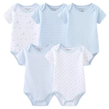 5 adet Moda Tasarım Yeni Doğan Bebek Hediye Şerit Elbise 0-12 Ay Erkek Giyim Seti 5 Paket Bodysuits Yelek Tulumlar