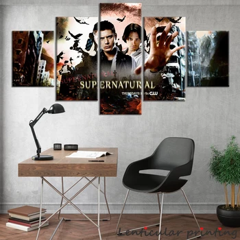 5 adet TV Serisi Supernatural Resim Yağlıboya Tuval Ünlü Yıldız Posteri duvar tablosu Tuval Duvar Sanatı Yakışıklı Adam Posteri
