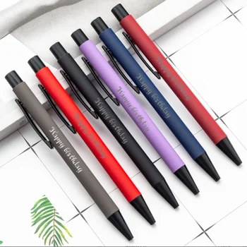 5 Metal Renkli İtme Tükenmez Kalem Alüminyum Çubuk Yağlı Tükenmez Kalem Reklam Metin Gravür Özel Logo Promosyon Hediye Kalem