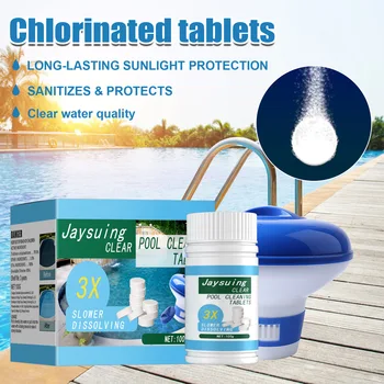 50 / 100g Yüzme Havuzu temizlik tabletleri Klor Dağıtıcı Aplikatör test kağıdı Kiti Efervesan Klor Kafes Dezenfektan