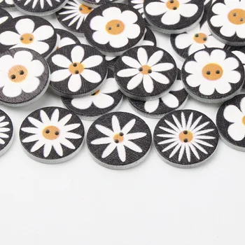 50 adet 15/20/25mm mix Çiçekler Ahşap Yuvarlak Düğmeler Aksesuarları İğne Giyim El Sanatları Karalama Defteri DIY Dikiş Dekoratif