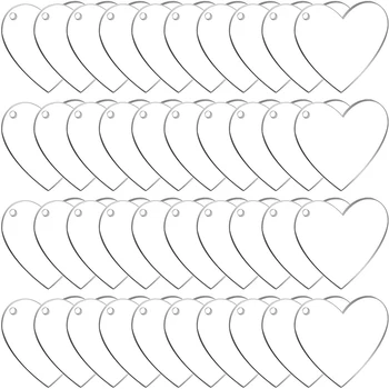 50 ADET Akrilik Kalpler Akrilik Süsler Şeffaf Kalp Anahtarlıklar Delikli DIY Projeleri için Sanat El Sanatları Anahtarlıklar