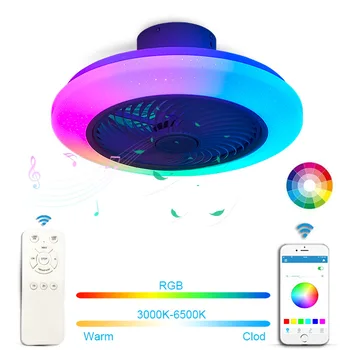 50CM Tavan Sızdırmazlık Fanı İle led ışık Ve Kontrol Akıllı Bluetooth Tavan Lambası Avize RGB Starlight Ev Dekorasyon İçin