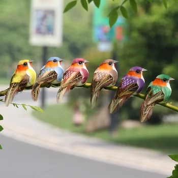 6 adet Yapay Kuşlar Sahte Köpük Hayvan Simülasyon Tüy Kuşlar Modelleri DIY Düğün Ev Bahçe Süs Dekorasyon