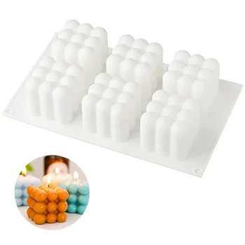6 Kavite 3D Kabarcık Topu Mum silikon kalıp DIY Büyük Küp Kek Pişirme Kalıp Aromatik Mum Ev Dekor Kil Alçı Reçine Kalıp