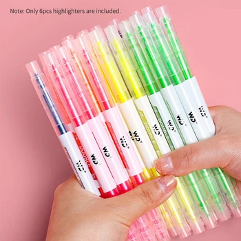 6 Renk Fosforlu Kalemler Çift İpuçları Geniş Keski ve Güzel İpucu Vurgulayıcı İşaretleyiciler Kalem Öğrenciler için Okul Ofis Ev Gereçleri