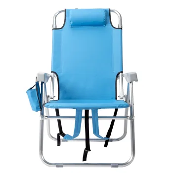 63 * 70 * 99 cm Yükseltilmiş Oxford Kumaş Gümüş Beyaz Alüminyum Tüp Rulman 100 kg Plaj Sandalyesi Mavi