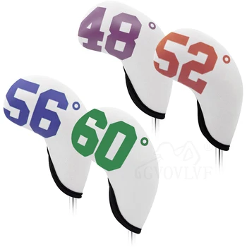 7 adet Premium Neopren Golf Kama Headcovers Seti 48 50 52 54 56 58 60 Derece Kama Kulübü golf sopası kılıfı Beyaz Renkli Numarası