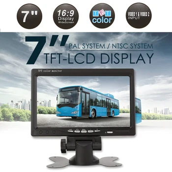 7 inç TFT LCD Ekran Araba Monitör Oyuncu 2 Yönlü Video Girişi PAL/NTSC Monitör Otomatik Dikiz Ev Güvenlik Gözetim Kamera