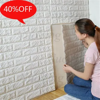 70 * 77 cm Tuğla duvar çıkartmaları DIY 3D PE Köpük Duvar Kağıdı Panelleri Odası Çıkartması Taş Dekorasyon Kabartmalı Kendinden Yapışkanlı 3D Tuğla Duvar