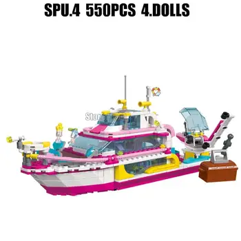 80002 550 adet Kız Hazine Avı Cruiser Yat Gemi Tekne 4 Bebek Yapı Taşları Oyuncak