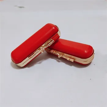 9. 5X3. 5 cm çok çok küçük altın rengi kırmızı plastik kutu manşonlar akşam metal kutu manşonlar toptan 1 adet dıy çanta parçaları