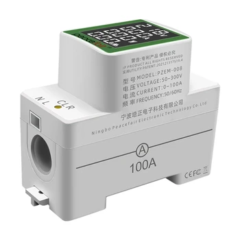 AC50V-300V 100A Volt - AMP Voltmetre Ampermetre Wattmetre Monitör Metre Çok Fonksiyonlu Din Ray Test Cihazı Multimetre Dahili CT