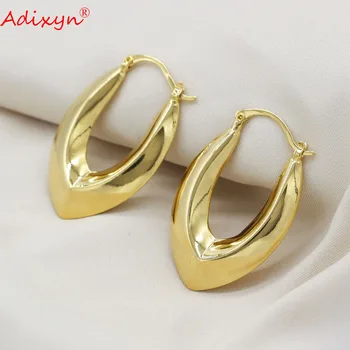 Adixyn Yeni Klasik Geometrik Hoop Küpe Altın Renk Yuvarlak Daire Küpe Kadın Kızlar için moda takı Hediyeler N02222