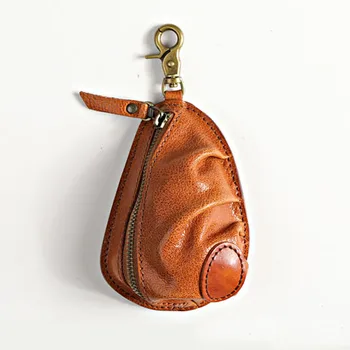 AETOO Deri Retro Pilili Yaratıcı El Yapımı inek derisi Araba anahtar çantası Erkek fermuar hamur tipi bozuk para cüzdanı çantası
