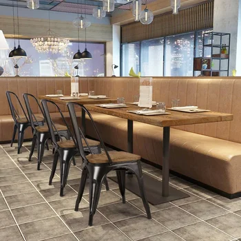 Ahşap Koltuklu Alden Tasarım Metal İstiflenebilir Yemek Sandalyeleri, 4'lü Set, Siyah Sandalyeler yemek odası yemek sandalyesi