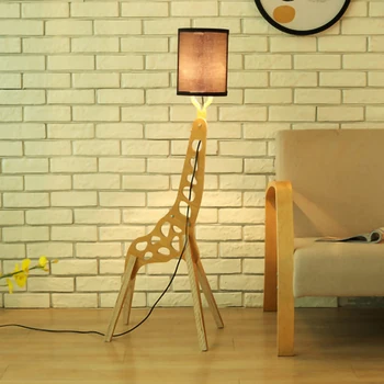 Ahşap Zürafa Zemin Lambası Oturma Odası Yatak Odası İçin çocuk Odası iç mekan aydınlatması Yaratıcı Ayakta Lamba Nordic Dekorasyon Ev