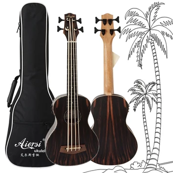 Aiersi marka Java abanoz Vücut Elektrik Bas ukulele perdesiz U bas Gitar müzik aletleri ukulele çantası