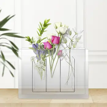 Akrilik Çiçek Vazo Şeffaf Akrilik Vazo Dekoratif Sanat Vazo Zarif Çiçek Aranjmanı Ev Ofis Yatak Odası için Fotoğraf Prop Masaüstü