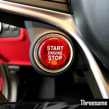 alfa Romeo Giulia Stelvio için Sticker Araba Styling Karbon Fiber Motor Çalıştırma Durdurma Düğmesi Çıkartmalar ayar kapağı Çıkartmalar Araba
