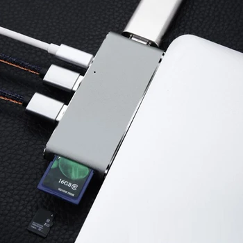 Alüminyum 6 in 1 USB 3.1 Tip C 4K HDMI uyumlu USB 3.0 SD TF kart okuyucu Hub Tipi C Şarj Adaptörü MacBook Pro için